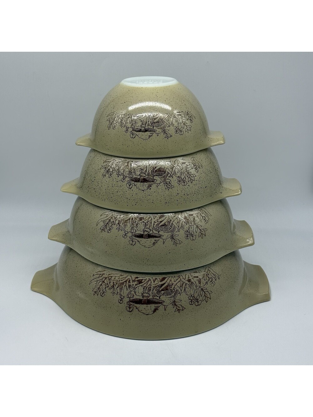 Vintage PYREX Mixing Bowl SET 441 442 443 444 Cinderella Forest Fancies Mushroom